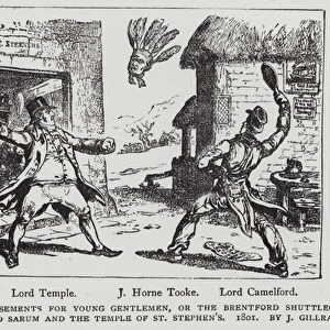 Political Amusements for Young Gentlemen, or the Brentford Shuttlecock between Old Sarum and the Temple of St Stephen s, satire on the dispute between Lord Temple