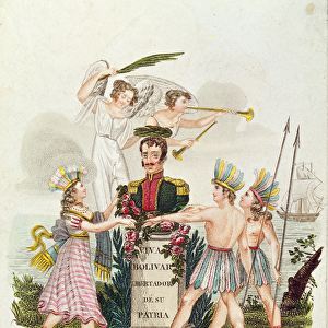 Popular Imagery Extolling Bolivar, c. 1840 (colour litho)