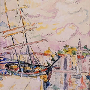 The Port of Saint-Tropez, 1918 (w / c & charcoal on paper)