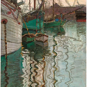 Port of Trieste, 1907 (oil & pencil on cardboard)