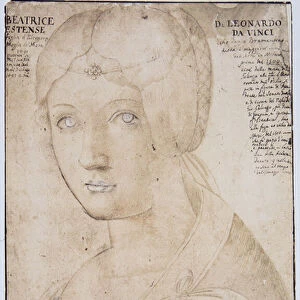 Portrait of Beatrice d Este (1475-1497) Drawing in the style of Leonard