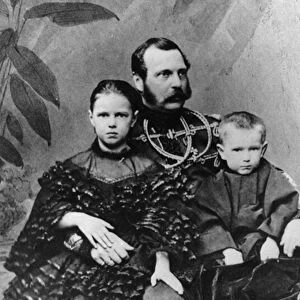 Portrait of Emperor Alexander II of Russia (Alexandre II, Alexandre Nikolaievitch Romanov, Alexander II Nikolaevich) (1818-1881) with daughter Maria Alexandrovna of Russia (1853-1920)