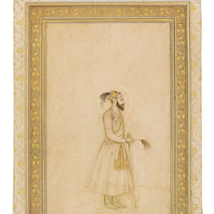 Portrait of the Emperor Aurangzeb, India, 1658-59 (ink on paper) (pair to 833701)