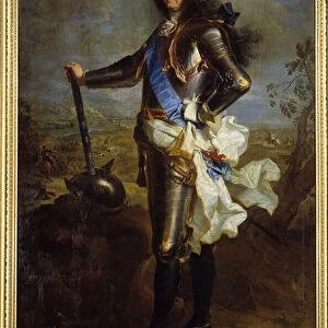 Portrait in foot of Louis XIV in armor (1630-1715). Painting by Hyacinthe Rigaud