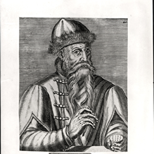 Portrait of Johannes Gutenberg (c. 1400-68) (engraving) (b / w photo)