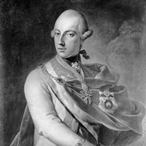 Portrait of Joseph II (1741-90) of Habsbourg-Lorraine (oil on canvas) (b / w photo)