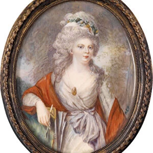 Portrait de l imperatrice Maria Feodorovna de Russie (nee Sophie Dorothee de Wurttemberg, 1729-1828). Oeuvre anonyme, aquarelle et gouache sur corne, debut 19e siecle. Classicisme. Collection privee
