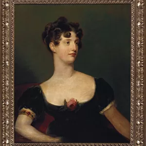 Portrait of Lady Beresford, seated, half-length in a black dress decorated with a rose