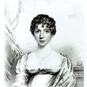 Portrait of Lady Caroline Lamb (1785-1828) engraved by Henry Meyer (engraving) (b / w