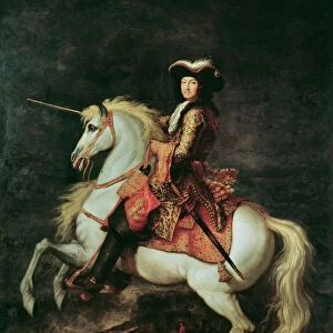 Portrait of Louis XIV on a horse (oil on canvas)
