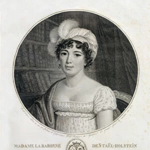 Portrait of Mme de Stael - engraving, 1817