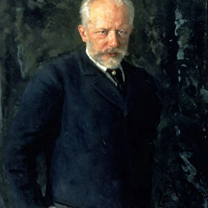 Portrait of Piotr Ilyich Tchaikovsky (1840-93), Russian composer, 1893 (oil on canvas)