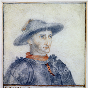 Portrait of Rene I (1409-80) Duke of Anjou (w / c on paper)