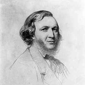 Portrait of Robert Browning (1812-89) (pencil on paper) (b&w photo)