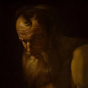 Portrait of a Saint (Fragment) (oil on canvas)