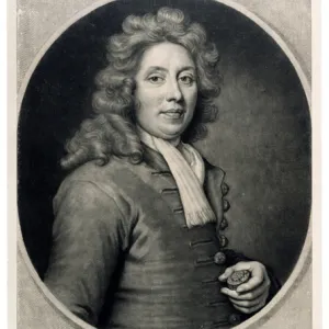 Portrait of Thomas Tompion (1639-1713) engraved by John Smith (mezzotint)