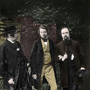 Portrait of William Bell Scott, John Ruskin and Dante Gabriel Rossetti, 1863 - William Bell Scott with John Ruskin and Gabriel Charles Dante Rossetti on June 29, 1863 - photograph by William A Downey