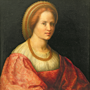 Portrait of a Woman with a Basket of Spindles, c. 1514-17 (oil on panel)