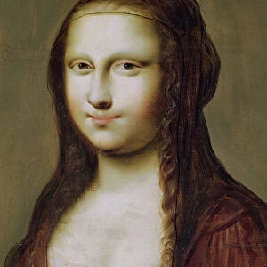Portrait of a Woman Inspired by the Mona Lisa (oil on panel)
