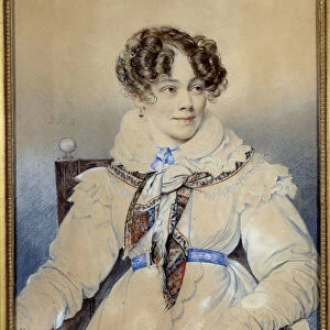 Portrait of the writer Sophie Rostopchine (1799-1874), Countess of Segur Drawing by Orest