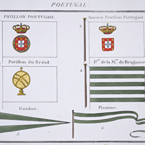 Portugese Flags, from a French book of Flags, c. 1819 (colour litho)
