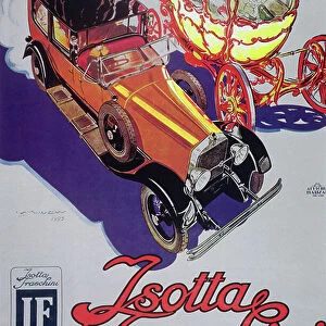 Poster advertising Isotta Faschini cars, 1925 (colour litho)