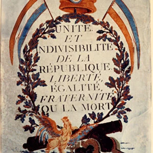 Poster of the French Revolution: "Unite et indivisibilite de la Republique liberte