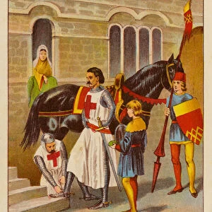 Preparing to join the Crusaders (colour litho)