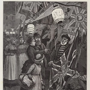 Preparing for the Jubilee, buying Flags and Chinese Lanterns (engraving)