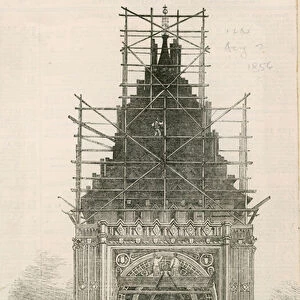 Present state of the Clock Tower of the Palace of Westminster (engraving)