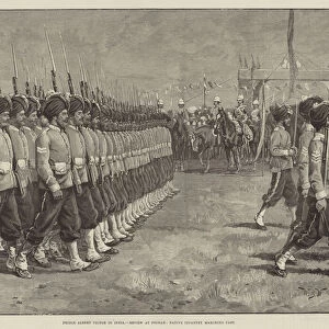 Prince Albert Victor in India, Review at Poonah, Native Infantry marching past (engraving)
