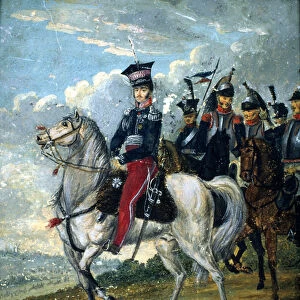 Prince Josef Anton Poniatowski (1763-1813) with guides, c. 1813 (gouache on paper)