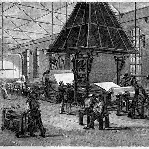 Printing of a Journal: Placing Paper Pulp, 1861. Engraving in "