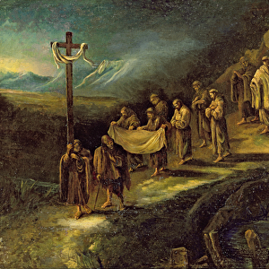The Procession of the Holy Shroud (oil on canvas)