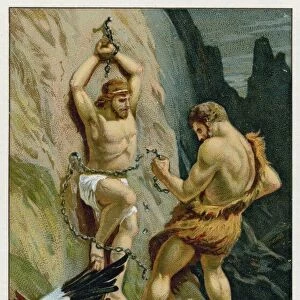 Prometheus relaeased from his chains by Hercules (chromolitho)