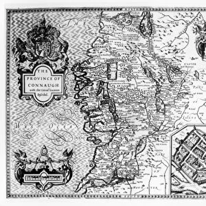 The Province of Connaught with the City of Galway Described, engraved by Jodocus Hondius