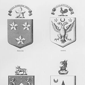 Public arms: Hamilton; Airdrie; Cowbridge; Ashton-under-Lyne (engraving)