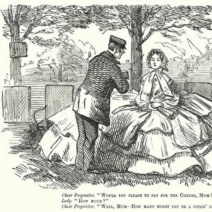 Punch cartoon: Victorian womens fashion - the wide hoop skirt (engraving)