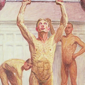 Pushing Weights with Two Arms, Number 1, 1911 (oil on canvas)