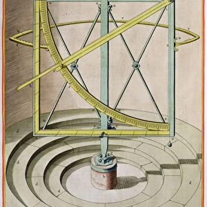 Quadrans Magnus Chalibeus page from the Atlas Major, 1662 (coloured engraving)