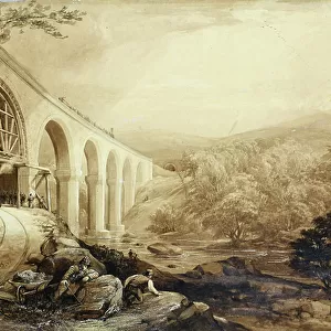 Quakers Yard Viaduct, c. 1840 (pen and wash on paper)
