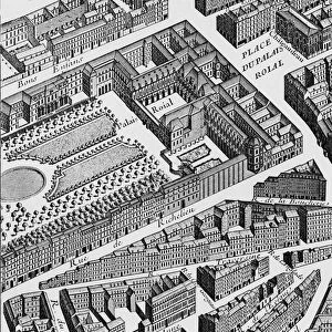 Quarter of the Palais-Royal in 1739, according to the plan known as Turgot