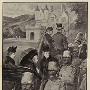 The Queen and her Soldiers, Men of the West African Field Force at Balmoral (litho)