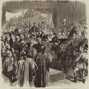 The Queens Visit to the City, Reception of Her Majesty at the Surrey End of Blackfriars New Bridge (engraving)