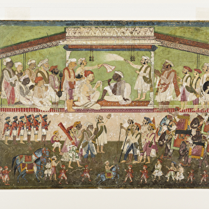 Raghuji Bhonsle II presides over a military review, c. 1790 (opaque w / c on paper)