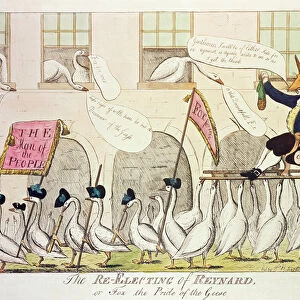 The Re-Electing of Reynard, or Fox the Pride of the Geese, 1783 (hand-coloured engraving)