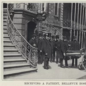 Receiving a Patient, Bellevue Hospital (b / w photo)