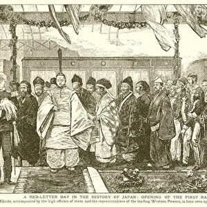 A Red-Letter Day in the History of Japan: Opening of the First Railway in 1872 (engraving)