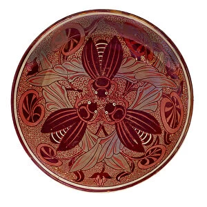 Red Lustre Beetle Plate, 1888-1907 (ceramic)