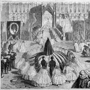 Religious ceremony during the Brussels Fair (Belgium), 1858. From a sketch by Mr. Helliot